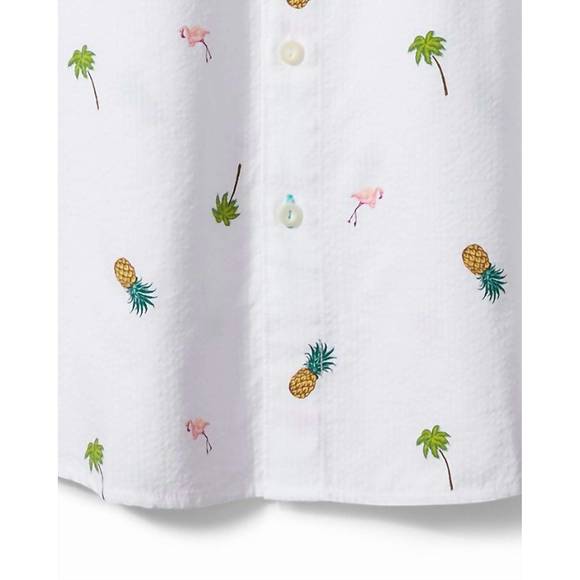 NEW TOMMY BAHAMA men's flamingo tango camp shirt in white - Picture 3 of 3
